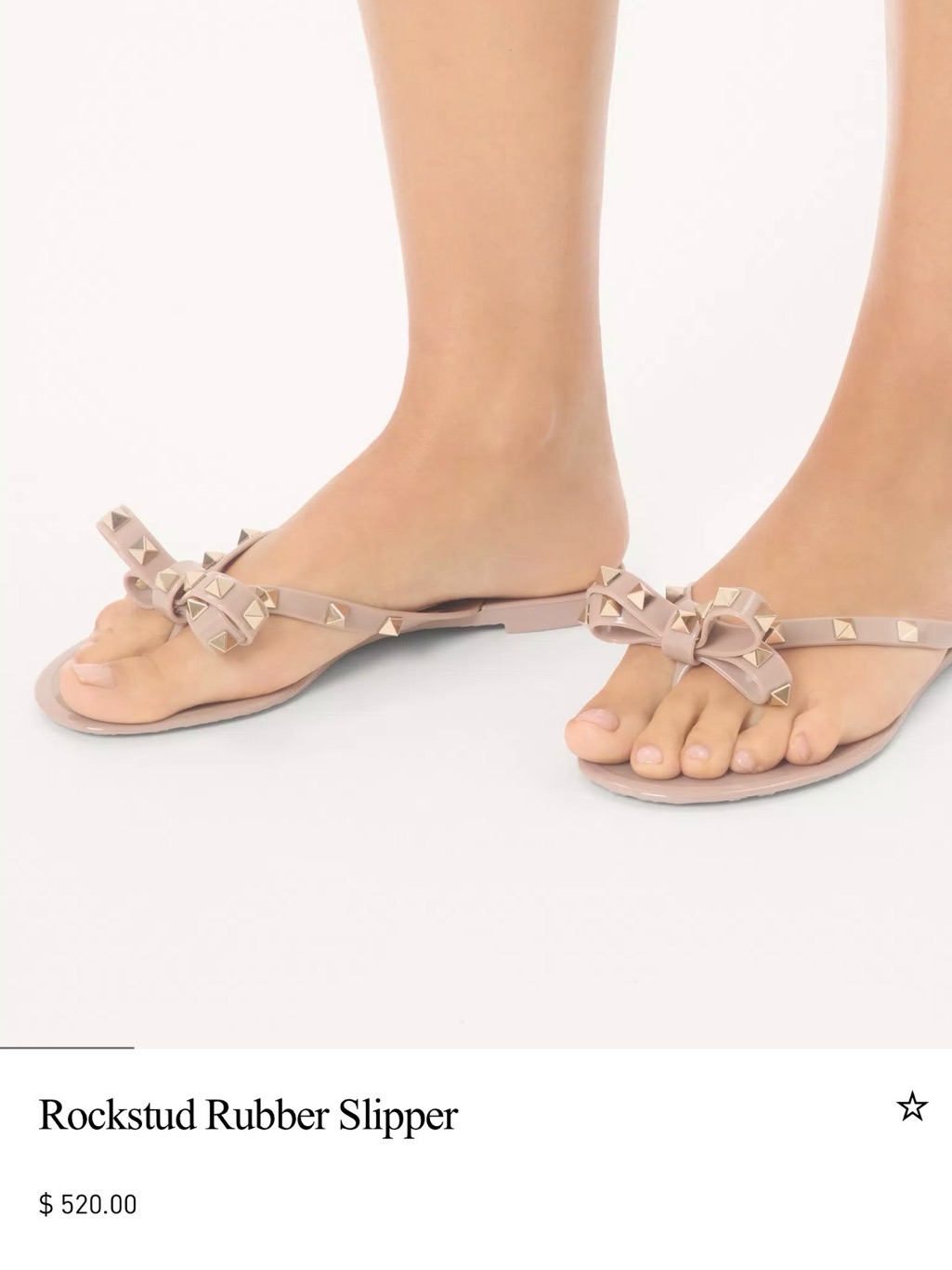 Valentino Rockstud Bow Rubber Slipper - Nude